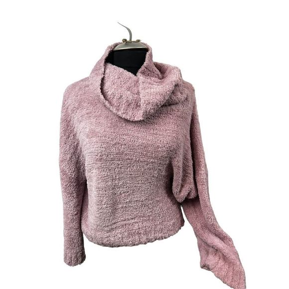 Express fuzzy rose pink sweater - loose cowl turtleneck size medium- super soft! - Picture 1 of 9